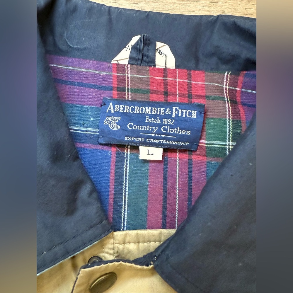 Abercrombie and Fitch Vintage 1980’s Khaki Jacket Plaid Men’s Size Large